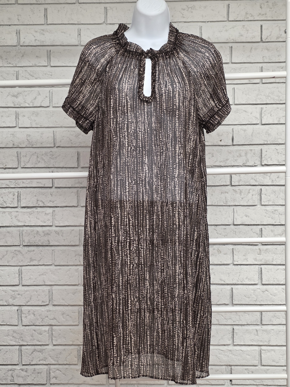 Mossimo Brown Sheer Print Shift Dress | Size Small